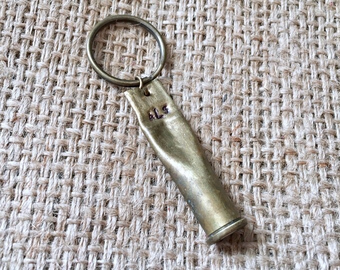 Stamped Bullet Keychain. Custom Bullet Gift, Groomsmen Gift, Wedding Favor, Bullet Keychain, Rustic Wedding Favor, Monogram Keychain