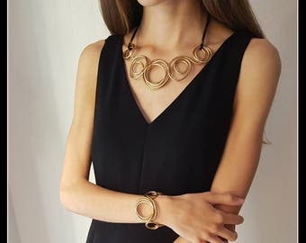 GOLDEN brass NECKLACE gold look "Choker"-Golden jewels-jewelry-contemporary necklace