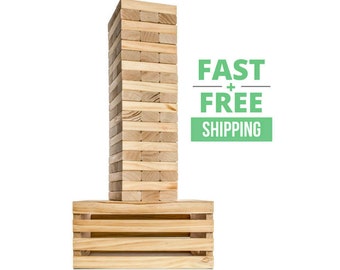 Giant Tumble Tower with Optional 2-in-1 Storage Crate / Game Table | Free Shipping | Wedding Guest Book Alternative