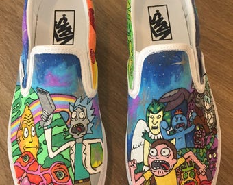 rick custom shoes and morty morty Etsy   Rick and