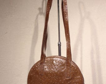 Vintage Paquetage Brown Circle Handbag with Shoulder Strap Made in Paris
