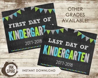 Printable First and Last Day of Kindergarten School Chalkboard Sign, Back to School Sign, School Chalkboard Poster, INSTANT DOWNLOAD