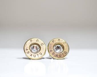 45 Auto, bullet earrings, Thin stud earring, Birthstone Earrings, Country Girl, Gift idea, Birthstone jewelry, Bullet Jewelry