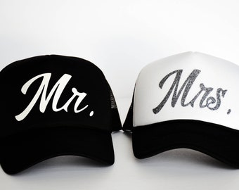 Mr and Mrs trucker hats | Honeymoon snapback hats | Honeymoon hat | Bride and Groom hat | Honeymoon sun hat