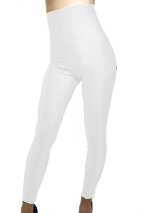High waisted spandex leggings white