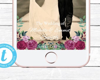 Wedding Snapchat Geofilter, Floral Snapchat Geofilter, Wedding Filter, Custom Geofilter, Snapchat Wedding, Wedding Geofilter, Snapchat, DIY