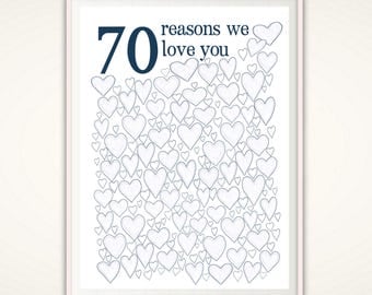 70th Birthday Gift For Dad - 70th Birthday Poster, Sign, Party Decorations, Gift for Him, Guest Book, 70 Year Old Birthday, PRINTABLE DIY