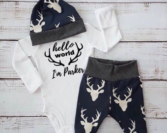 newborn baby boy coming home outfit baby boy going home outfit navy buck leggings buck baby boy outfit hunting baby outfit hunting theme