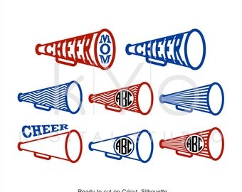 Cheer Megaphone SVG DXF PNG, Cheer Svg, Cheer Monogram frame svg files for Cricut Explore and Silhouette Cameo