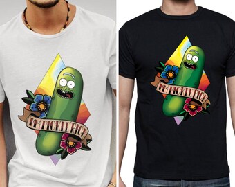 Rick and Morty Pickle Rick T-shirt | Graphic Tee | Funny Tshirt | Adult Swim | Men | White | Black |Gift |