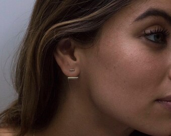 Bar ear jacket earrings - Gold bar earrings - Gold ear jacket - Minimalist 18k gold fill ear jacket - Dainty earrings - Minimalist earrings