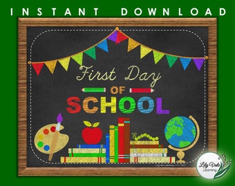 First Day of School Sign, Back To School Chalkboard, Chalkboard Sign, Printable Photo Prop, Preschool Sign, Kindergarten Sign,