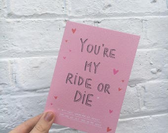 Ride or Die Greeting Card // 300gsm Textured // Illustrated// Blank