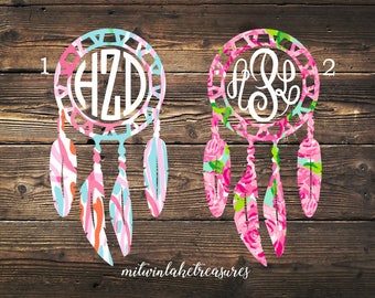 Lilly Pulitzer Dream Catcher Decal / Custom Pattern, Size, Color / Car, Yeti, Wall Sticker / Gift Under 10, Hippie, Boho, Gift Accessories