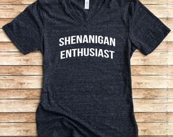 Unisex Tri-Blend V-Neck T-Shirt Shenanigan Enthusiast - Trending T shirt