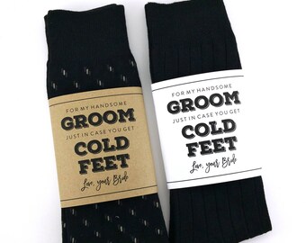 Cold Feet Sock Wrapper, Groom Gift, Wedding Day Gift, Wedding Socks Wrapper, Wedding Socks Label