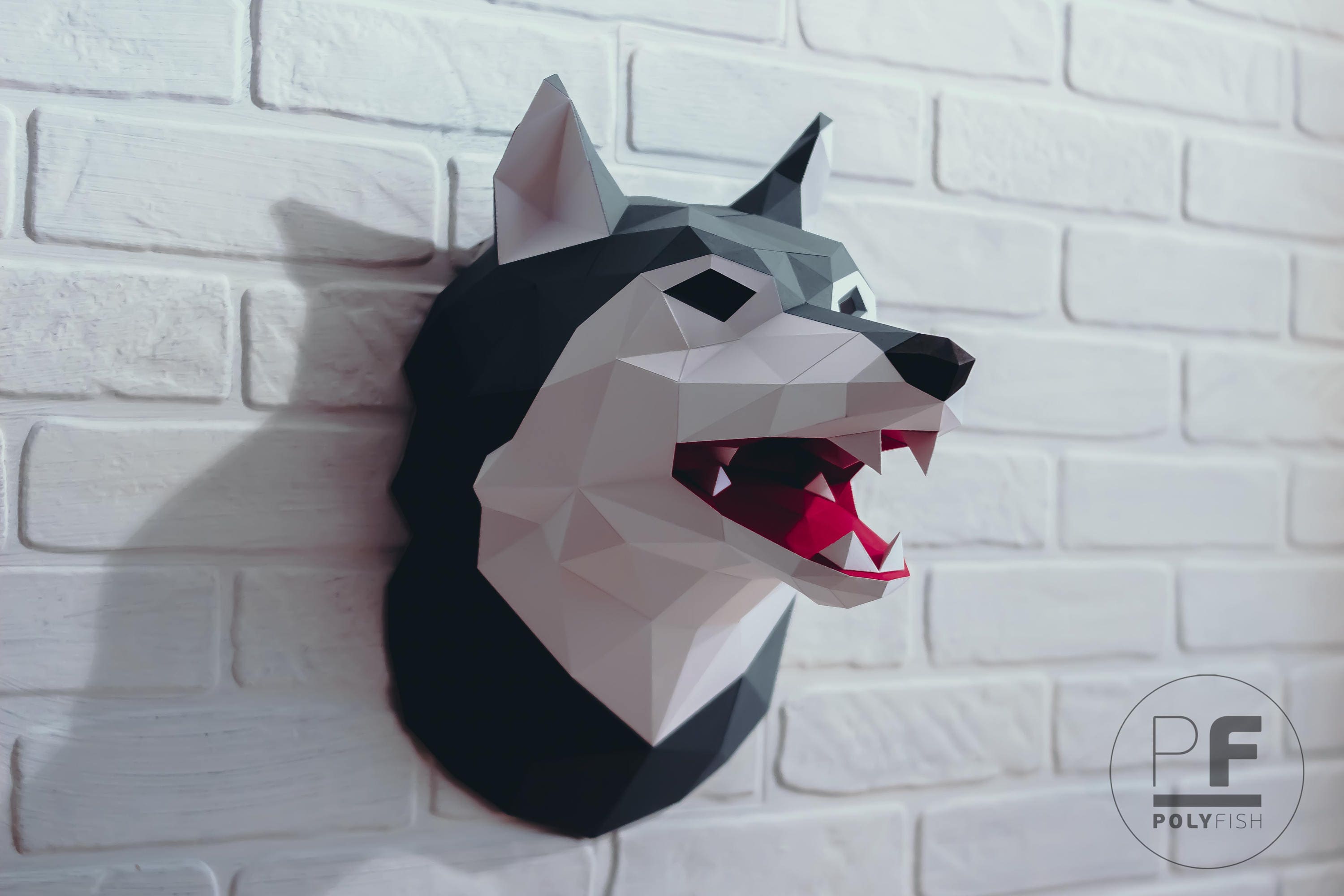 Wolf head wolf paper wolf origami wolf wall hanging