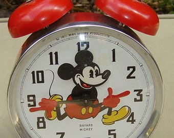 Mickey Mouse Bayard Clock novelty animated alarm clock 1977
