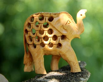 African Elephant Hand Carved Wooden elephant statue Wood Ornament Wooden statue elephant Figurine Carved Elephant African figurine wood figu