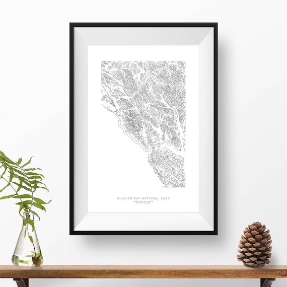 Glacier Bay National Park Alaska Topographic Print Contour