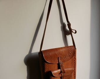 Leather bag, Leather messenger bag, Mens leather bag, Tooled leather bag, Tooled leather messenger, Handmade leather bag, Leather office bag