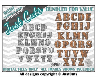 Two alphabet sets - fall svg - halloween svg - spider svg - letter svgs - halloween letters - layered svg - EPS - DXF- svg, fonts, font