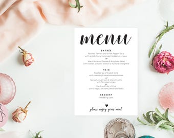 Wedding menu template, Wedding menu printable wedding menu printable, Rustic wedding menu, Rustic menu wedding, Wedding menu cards