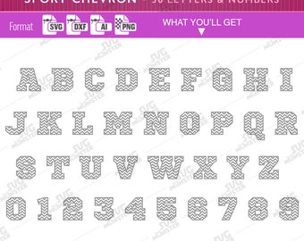 Chevron Monogram Font SVG - Chevron Monogram Alphabet DXF - Chevron Letter - Chevron Alphabet - Files for Silhouette Cameo or Cricut 127