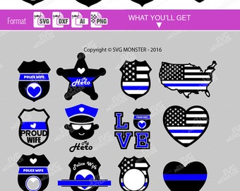 Police Wife SVG Thin Blue Line svg Police badge svg Police officer wife SVG files Proud love blue 272