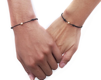 Matching Bracelets Couples Bracelet Set Boyfriend Girlfriend Bracelets Mens Gift Cord Bracelet Set Men Sterling Silver Jewelry Gift for him