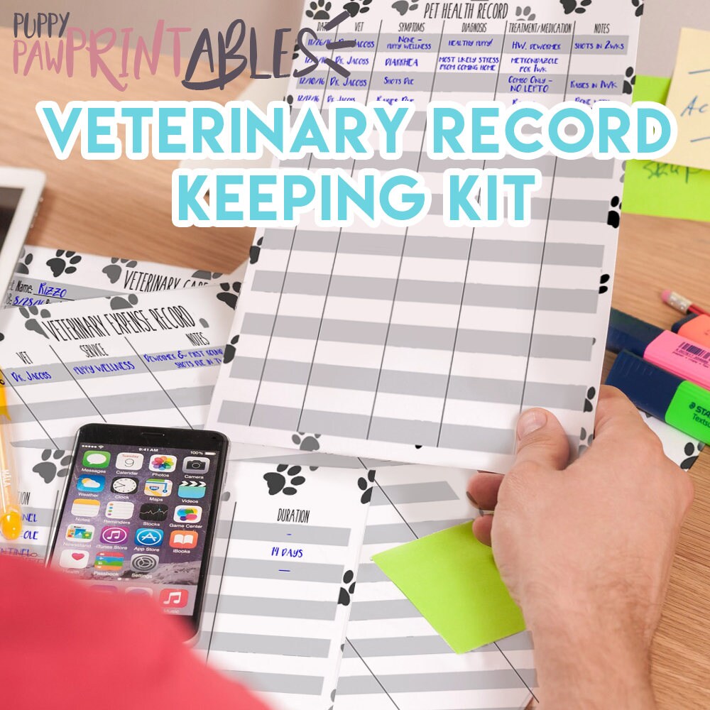 Printable Veterinary Record Keeping Kit Vaccination Record