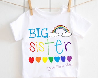 Big sister tshirt - big sister, little sister, big sister top, baby announcement, new baby, baby shower gift, rainbow sister, matching tops