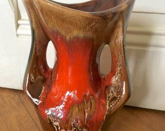 French vintage vase, brown red vase, Vallauris vase, 1960s vase, lava vase, vintage vase, French decor, modern vase