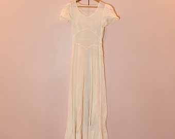 VINTAGE 1930's Sheer Swiss Dot White Day Dress