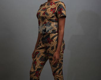 CELESTIAL Haniah Yellow & Ankara Cigarette Pant With Side Lacing main image 0