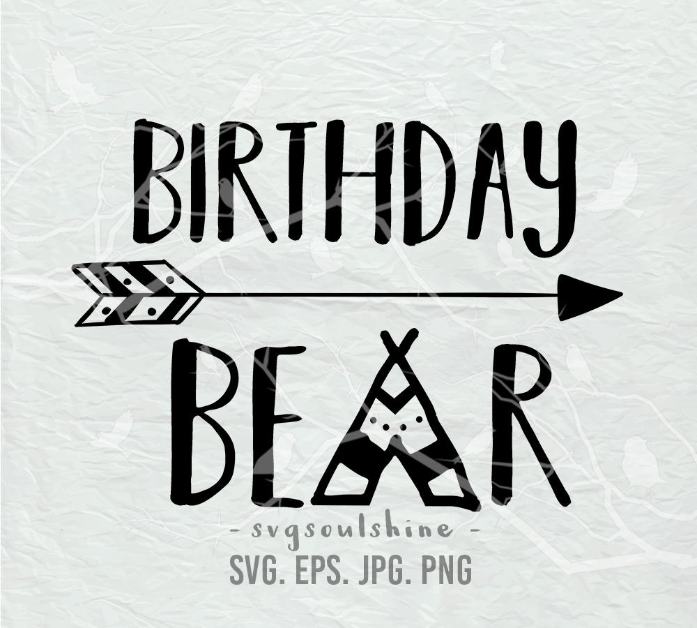 Download Birthday Bear SVG File HBD Silhouette Cut File Cricut Clipart