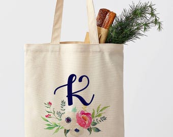 Personalized Tote Bag Floral Tote Bag white beige black Tote Bag Bridesmaid Tote Bag Canvas Tote Custom Tote bag any size any logo
