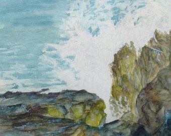 Rocks, Original watercolor, 24 x 32 cm, in frame