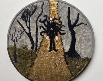 Slenderman Embroidery Hoop Art, Slender Man Embroidery Hoop Art, Creepypasta Wall Art, Creepy, Horror Embroidery