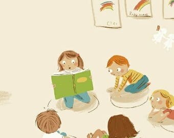 PREORDER - Heather Ross - Kindergarten in White- Kinder - (43480-3) - 1/2 Yard++