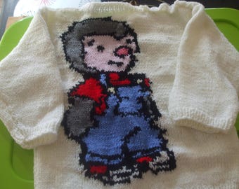 child sweater 4 to 6 us cream jacquard design.