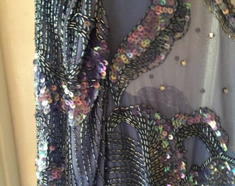 1980s Glamorous Sparkle Blue Dress. Nite Line size 8.