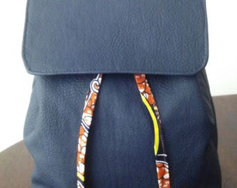 Mini bagpack blue african, small rucksack Blue African, bucketbag