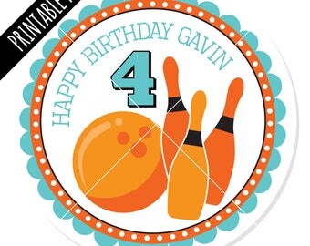 Bowling party tag | Etsy
