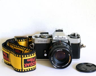 Minolta XD11 35mm Camera; MD ROKKOR 50mm 1.7 lens; Vintage Kodak Film Strap