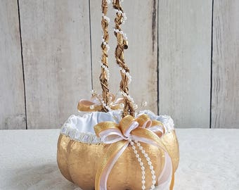 Small Gold Pumpkin Basket for your Cinderella Fall Wedding