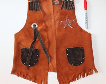 Vintage Child's Genuine Cowboy Vest by John R Craighead, Made in USA, 1960's to 1970'a