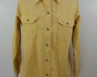 Vintage WOOLRICH WOMAN 1960's Cotton Chamois Cloth Shirt long sleeve made in usa sz 12