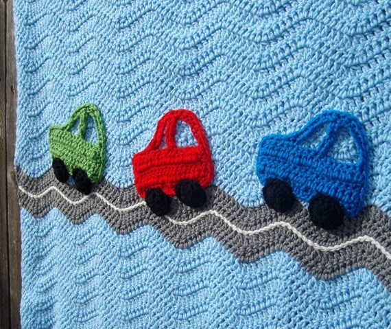 Items similar to Cars Baby Blanket, Crochet Baby Boy Blanket, Cars ...