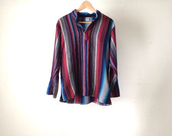 vintage GURU striped long sleeve half button UNIQUE shirt